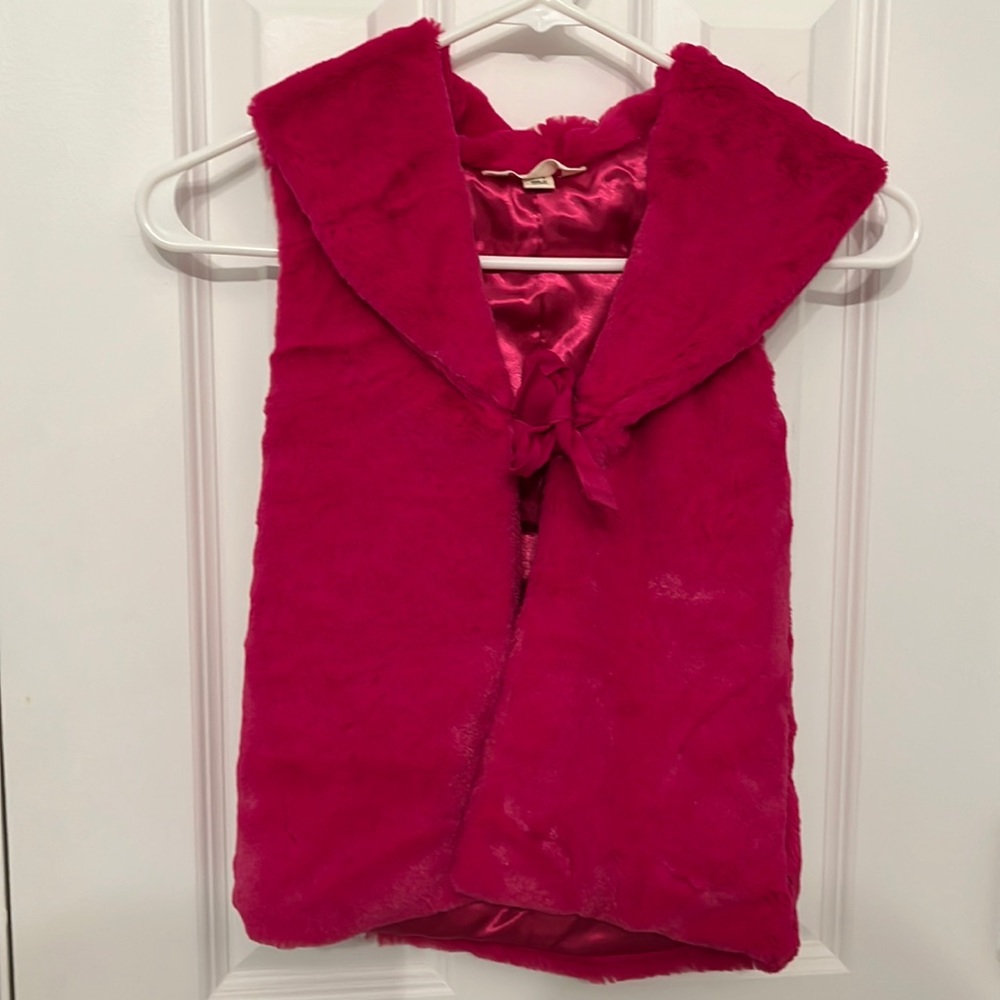 Lands End Kids magenta fur vest